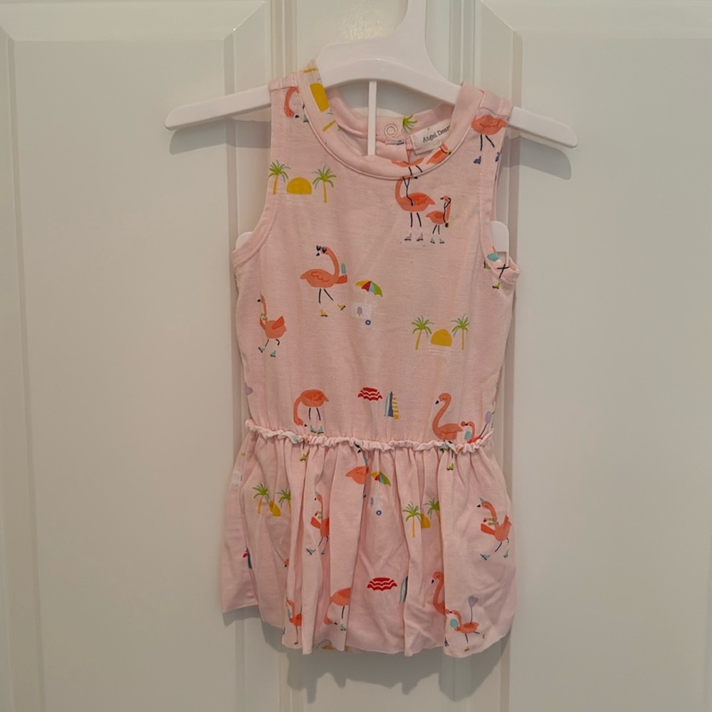 Angel Dear Baby Flamingo Sun Dress with Built In Diaper Cover